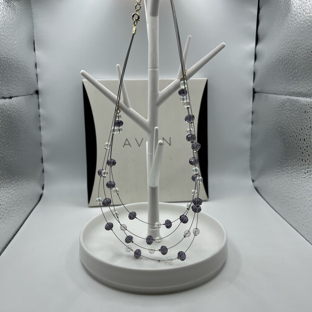 Avon‎ Beaded Illusion Necklace and Earring Set NIB